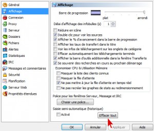 Supprimer l'historique des recherches Emule